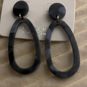 JEWELR Black Tortoiseshell Drop Earrings by